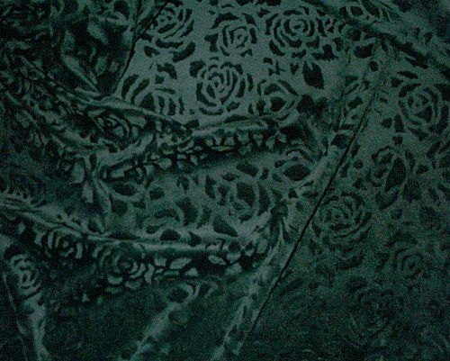 Embossed Roses Green Velour/Velvet Fabric